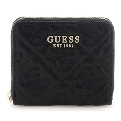 Afbeelding van GUESS portemonnee Adelasia SLG Small Zip Around Wallet Black zwart