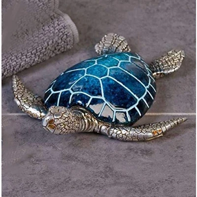 Afbeelding van Casablanca Josie schildpad in poly, blauw/zilver, l. 18 cm