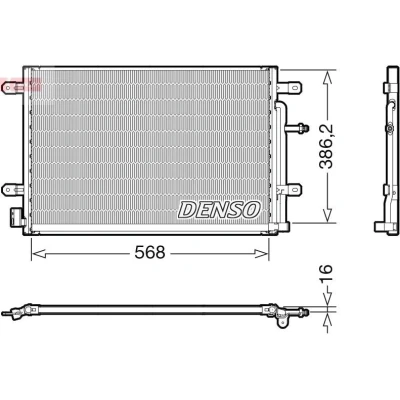 Afbeelding van DENSO DCN02038 Condensor Airco Zonder droger 568x386.2x16 R 134a 568 AUDI: A4 B8 Saloon, B7 Avant, Saloon