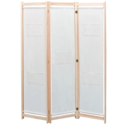 Image de vidaXL Cloison de séparation 3 panneaux Crème 120x170x4 cm Tissu42975