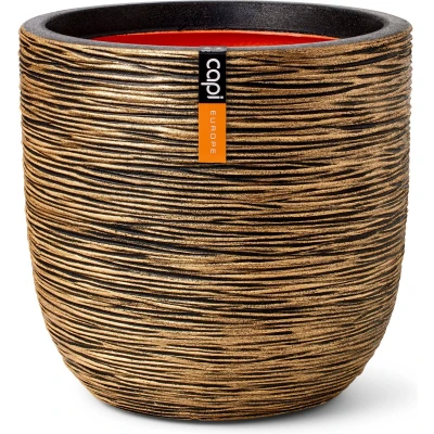Afbeelding van Pot bol rib nl d35xh34 cm zwart goud Capi Europe