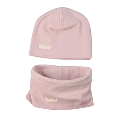Afbeelding van LACOFIA Set van muts en sjaal voor geboorte, superzachte pet 100% katoen, kinderen, bandana sjaals gebreide mutsen baby&#039;s, Roze
