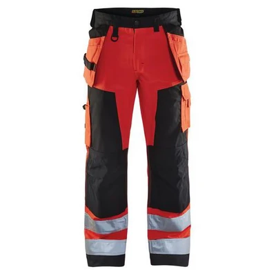 Image de Pantalon artisan haute visibilité rouge fluorescent/noir