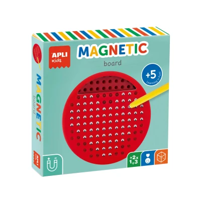 Afbeelding van APLI Kids 19088 Magnetisch educatief bord MINI rond (diameter 141 x 25 mm) inclusief magneetpotlood en voorbeeldkaarten (19088)