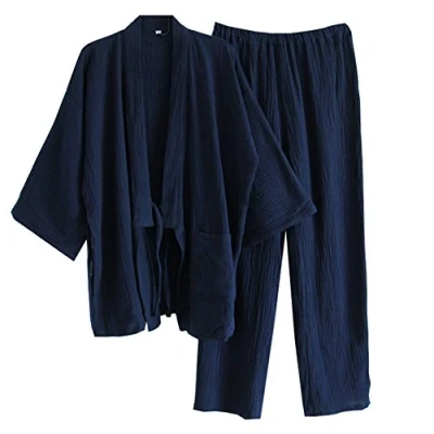 Afbeelding van Jinbei Yukata Japanse kimono voor heren, kimono, kamerjas, pyjama, Navy 883