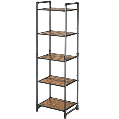 Afbeelding van Hoppa! Magazijnstelling Opbergrek, stellingkast, werkplaatskast, 40x30x130 (BxDxH), belastbaar tot 875 kg (175 per plank), 5 verstelbare legplanken, metalen legplank, legplank zonder bouten, zwaar rek, kelderrek voor gebruik Zwart