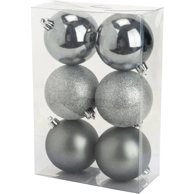 Afbeelding van Cosy @Home Kerstballen Zilver donker ø 8 cm 6 Stuks