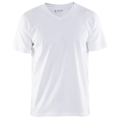 Image de T Shirt col en V blanc