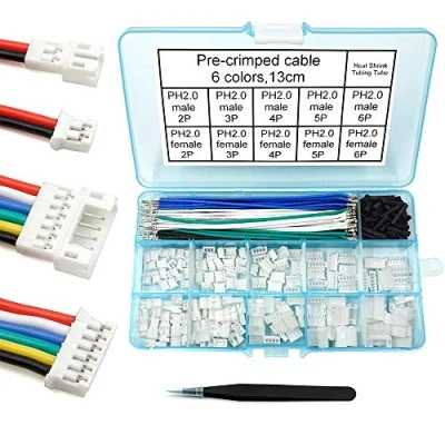 Afbeelding van Voorgekrompen kabelset voor PH 2.0 connector, compatibel met JST PH2.0 mm, Inductrix Tiny Whoop Arduino mkr1010 MKR Zero en Vidor 4000 (connector vrouwelijke mannelijke draad)