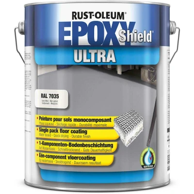 Afbeelding van Rust Oleum EPOXYSHIELD ULTRA 1K Vloercoating Lichtgrijs RAL7035 Sneldrogend 5L