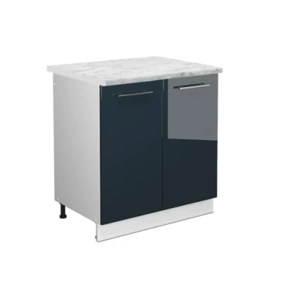 Afbeelding van Vicco Wastafelkast Fame Line, Donkerblauw hoogglans/Wit, 80 cm , WB Marmer