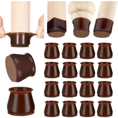 Afbeelding van Aneaseit Stoelvoetbescherming 5 cm x 16 stuks donker walnoot vilt van zachte siliconen beschermt het parket tegen meubelpoten kussen stoelbeschermer groot