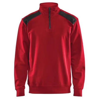Image de Sweat col camionneur bicolore rouge/noir