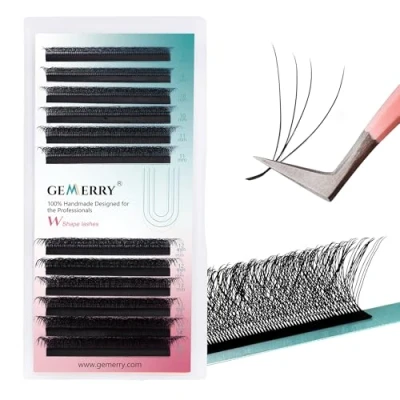 Afbeelding van Gemerry Wimperverlenging, 4D, kant en klaar, 0,07 D krul, 8 14 mm, mix van wimpers, zijde, Russisch volume, professioneel, W vorm, individuele wimperverlenging (4D 0,07D mm)