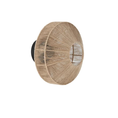 Afbeelding van Wandlamp naturel touw zwart diameter 31cm