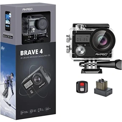 Afbeelding van AKASO Actiecamera, 4K 20MP actiecamera/onderwatercamera met beeldstabilisatie, zoomtimer, 30m camcorder afstandsbediening, 2 batterijen en accessoirekit