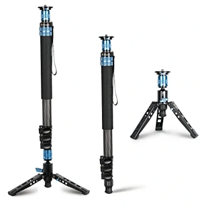 Afbeelding van SIRUI P 424FL 190 cm koolstofvezel monopod met poten voor SLR fotografie, draagbare professionele fotografie 4 secties camera, camcorder, maximale belasting 12