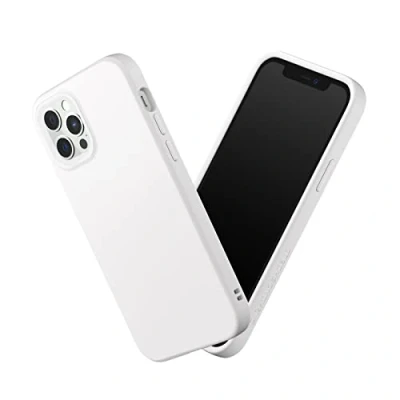 Afbeelding van RHINOSHIELD SolidSuit beschermhoes compatibel met iPhone 12/12 Pro dun hoesje schokabsorberende technologie en premium matte afwerking, verwisselbare fotolens contour klassiek wit