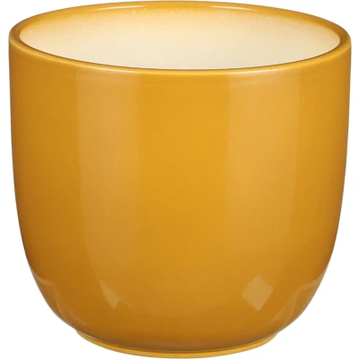 Afbeelding van Mica Decorations Plantenpot/bloempot Tusca Okergeel keramiek glans D14.5/H14 cm
