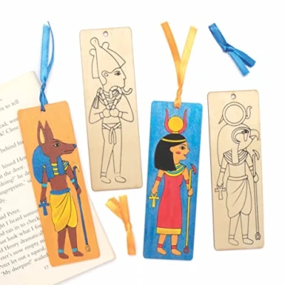 Afbeelding van Baker Ross Egyptische houten bladwijzers (pak van 8) kinderen thema ambachten AT853