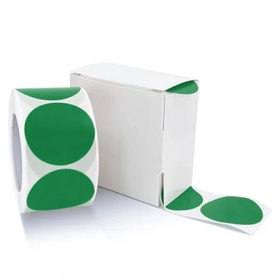 Afbeelding van 500 stuks ronde stickers 25 mm groen kleine plakpunten kleurcode afneembaar weerbestendig met dispenserdoos