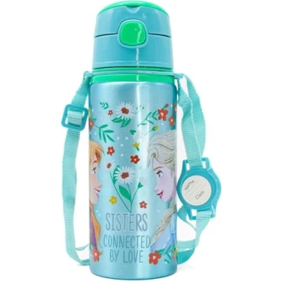 Afbeelding van CARTOON Disney Frozen aluminium drinkfles met rietje, 600 ml, fles automatische opening voor kinderen