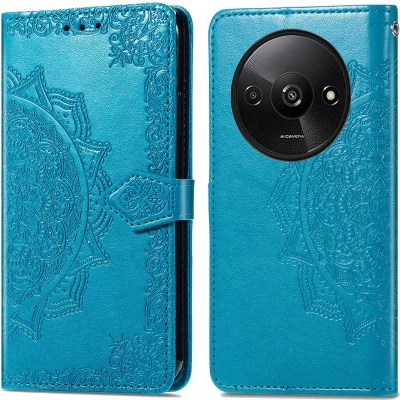 Afbeelding van iMoshion Hoesje Geschikt voor Xiaomi Redmi A3 Met Pasjeshouder Mandala Bookcase Turquoise