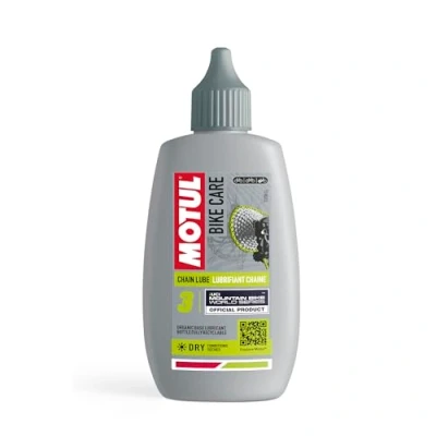 Afbeelding van Motul Bike Care Chain Lube Dry Off Road smeermiddel voor fietskettingen, slijt en roestbescherming, waterdicht, fles met druppelopzetstuk, 100 ml