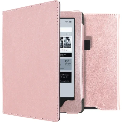 Afbeelding van iMoshion Ereader Cover / Hoesje Geschikt voor Kobo Aura H2O Vegan Leather Bookcase Rosé goud