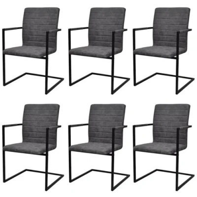 Afbeelding van vidaXL Eetkamerstoelen 6 st kunstleer grijs