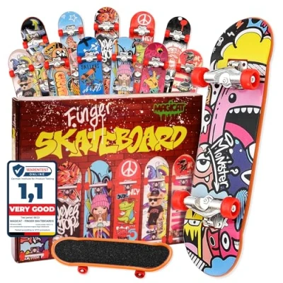 Afbeelding van Magicat Vingerskateboard 12 kleine stijlvolle vingerskateboards, speelgoed vinger skateboard voor party I vingerboard spellen jongens en meisjes board meegegeven tieners give aways kinderen