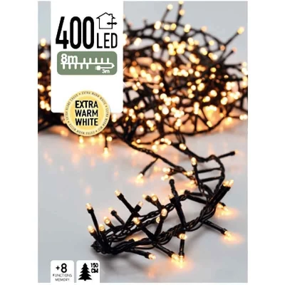 Afbeelding van Micro Cluster 400 LED 8 meter extra warm wit functies + geheugen