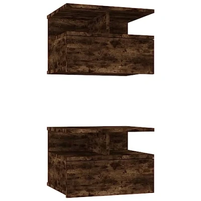 Image de vidaXL Tables de chevet flottantes 2 pcs Chêne fumé Bois d’ingénierie815313