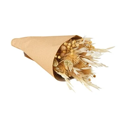 Afbeelding van Rayher droogbloemenboeket met papieren manchet, Beige, 28 cm, Echte gedroogde bloemen,