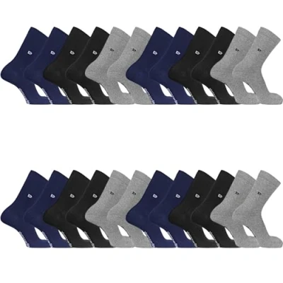 Image de Pierre Cardin Chaussette Homme Coton Peigné Lot de 12 Chaussettes Hautes Homme, Noir, Gris et Bleu, Taille 40/46, A, 40 46