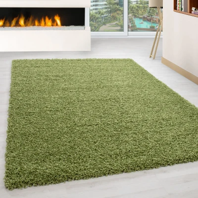 Afbeelding van Basic Shaggy vloerkleed Groen Hoogpolig 240x340 cm