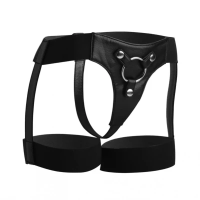 Afbeelding van Zwart Strap On Harnas Jarretel Stijl