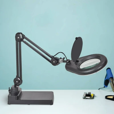 Afbeelding van LED loeplamp MAULvisio, vermogen 8 W, 1200 lm, 3 diploperlens, draaibare voet, zwart of wit