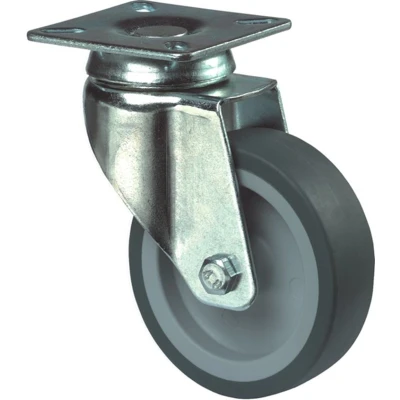 Afbeelding van Kelfort Zwenkwiel met plaat en glijlager, rubber band, grijs 65kg 100mm