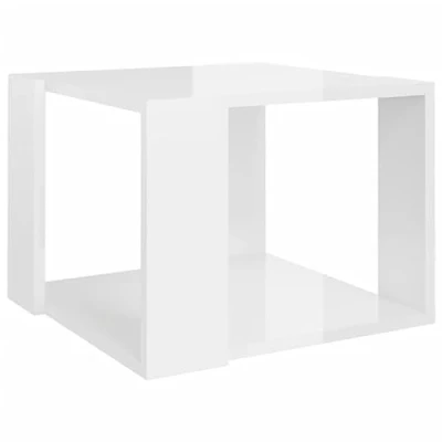 Afbeelding van Salontafel 40x40x30 cm bewerkt hout hoogglans wit