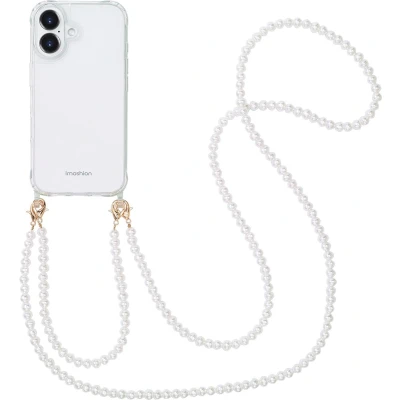 Afbeelding van imoshion Hoesje Geschikt voor iPhone 16 met koord Backcover + armband Parels 2.0 transparant
