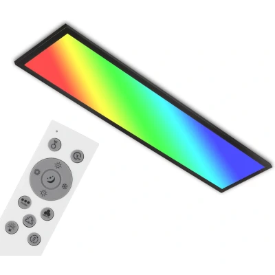 Afbeelding van Briloner Leuchten LED plafondlamp RGB, CCT, ultra plat, dimbaar, kleurverandering, afstandsbediening, warm wit, neutraal koel 1000x250x66 mm (LxBxH)