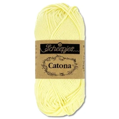 Afbeelding van Frida&#039;s Wollhaus Scheepjes 50 g Catona 100% katoen voor breien en haken, Amigurumi, 109 kleuren (100 chiffon citroen)