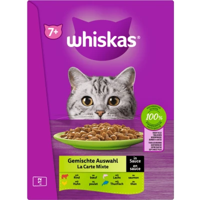 Afbeelding van 48x85g Senior 7+ Gemengde selectie in saus Whiskas Kattenvoer Maaltijdzakjes