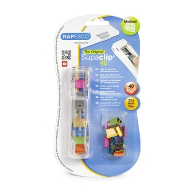 Image de Distributeur Supaclip® 40 Transparent avec 25 Pinces Multicolores