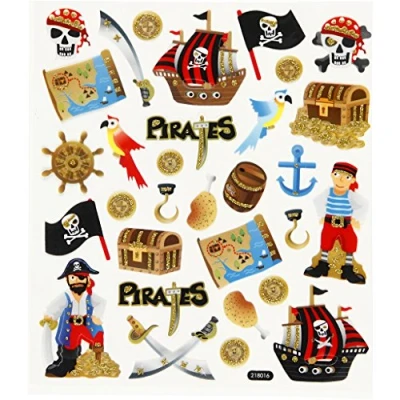 Afbeelding van Piraten stickervel met gekleurde piraat stickers