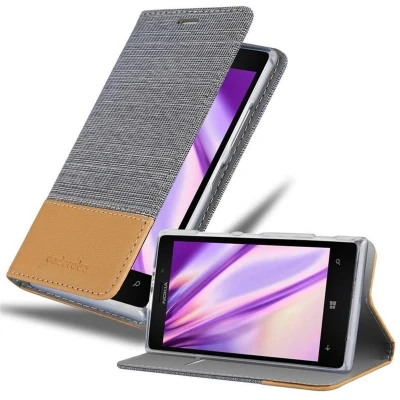 Afbeelding van Cadorabo Hoesje geschikt voor Nokia Lumia 925 in LICHTGRIJS BRUIN Beschermhoes met magnetische sluiting, standfunctie en kaartvakje Book Case Cover Etui