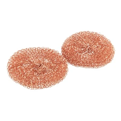 Afbeelding van WENKO koperen spons, Cobi vaatschraper, set van 2 sponzen voor een zachte reiniging tegen vuil, roestvrij staal, glaskeramiek en porselein, Ø 9 x 2,2 cm.