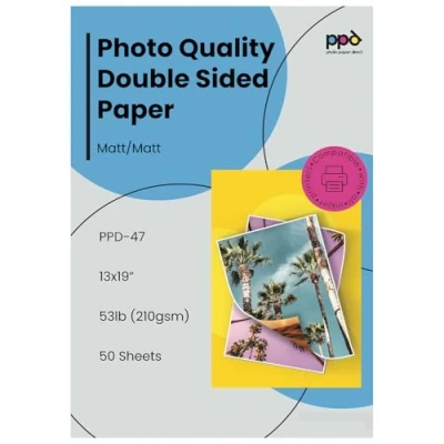 Afbeelding van PPD 50 x A3+ fotopapier, dubbelzijdig, mat, 210 g, inkjet, dubbelzijdig fotopapier voor vliegers en brochures, formaat 329 483 mm, 47