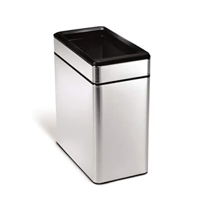Image de Simplehuman 10 litres, poubelle étroite ouverte, acier inoxydable brossé 5 ans de garantie